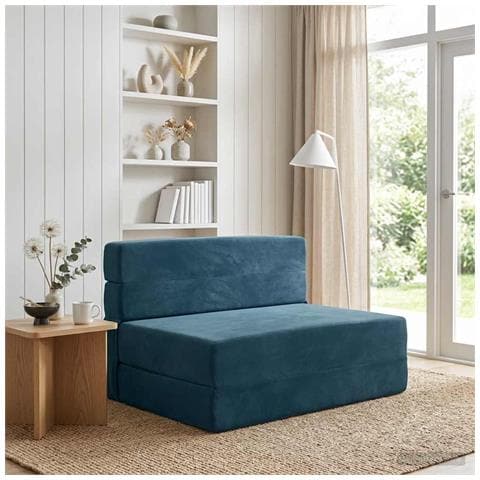 Divano Letto Pieghevole Blu 70 x 72 x 60 cm Tessuto - Foto 2