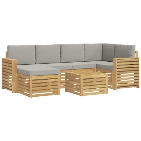 Set di divani da esterno 7 pcs Bianco e Grigio Chiaro - Foto 1