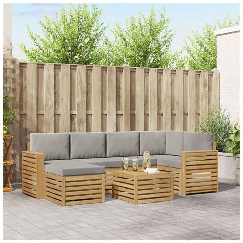 Set di divani da esterno 7 pcs Bianco e Grigio Chiaro - Foto 2