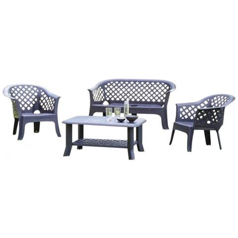 Set da Giardino con Tavolino 2 Sedie e 1 Panchina Antracite - Foto 1
