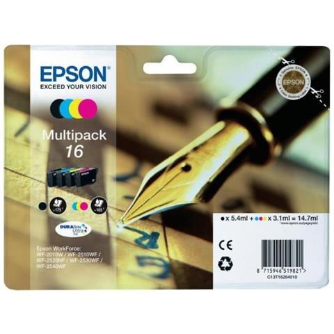 Multipack Originale Epson T1626 Per Epson Wf2010w 2510wf 2520nf 2530wf C13t16264012 16 Capacita' 14,7ml - Foto 1