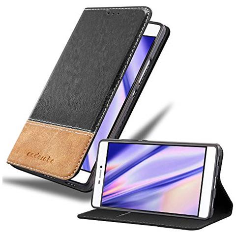 Custodia Compatibile Con Huawei P8 In Nero Marrone - Coperchio Protettiva Con Chiusura Magnetica, Funzione Stand E Tasca Per Le Carte - Foto 1