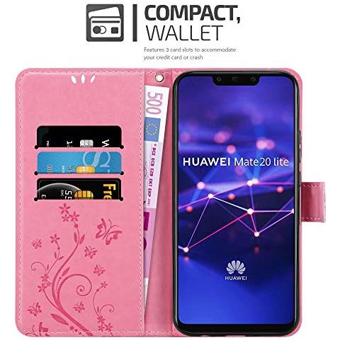 Custodia Compatibile Con Huawei Mate 20 Lite In Rosa Fiore - Coperchio Protettivo In Design Floreale Con Chiusura Magnetica, Funzione Stand E Slot Per Carte - Foto 2