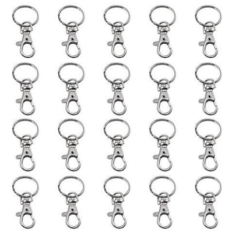 20 X Piccolo Lobster Staccabile Girevole Chiusure Su Key Split Ring Craft Hobby Gioielli Gioielli - Portachiavi Fanno Accessorio - Crafting Supplies - Argento - Foto 1