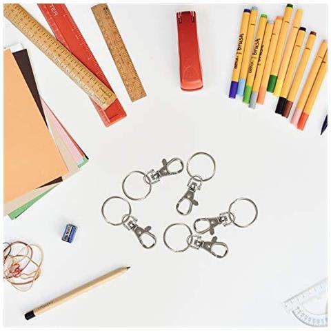20 X Piccolo Lobster Staccabile Girevole Chiusure Su Key Split Ring Craft Hobby Gioielli Gioielli - Portachiavi Fanno Accessorio - Crafting Supplies - Argento - Foto 4