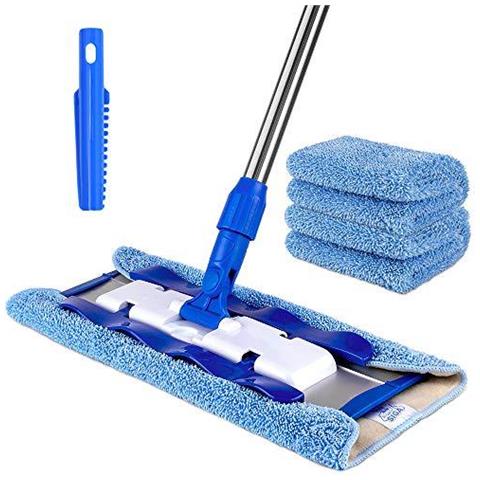 Sig. Siga Professionale Microfibra Mop Maniglia In Acciaio Inox - Pad Size 42cm X23cm 2 Gratuiti Panno In Microfibra Ricariche E 1 Rimozione Dello Sporco Scrubber Incluso - Foto 1