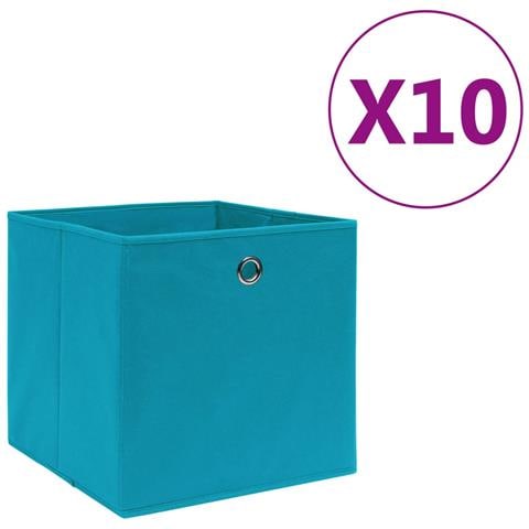 Contenitori 10 pz in Tessuto non Tessuto 28x28x28 cm Azzurro - Foto 1