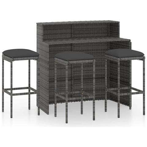 Set Bar da Giardino 4 pz con Cuscini Grigio - Foto 1