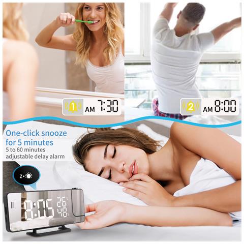 Orologio Proiettore Con Temperatura Specchio/nero - Foto 15