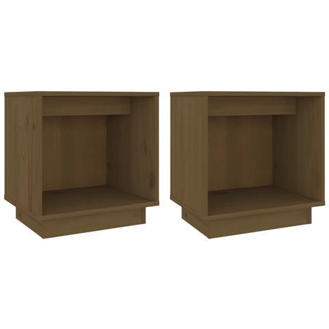 Comodini 2 Pz Miele 40x30x40 Cm In Legno Massello Di Pino - Foto 2
