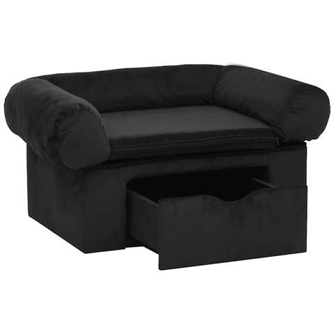 Divano Per Cani Con Cassetto Nero 75x50x38 Cm In Peluche - Foto 2