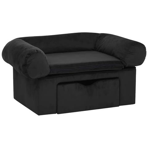 Divano Per Cani Con Cassetto Nero 75x50x38 Cm In Peluche - Foto 1
