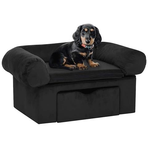 Divano Per Cani Con Cassetto Nero 75x50x38 Cm In Peluche - Foto 8