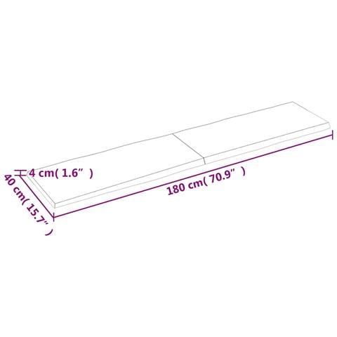 Piano Tavolo Marrone Chiaro 180x40x (2-4) cm Rovere Non Trattato - Foto 2