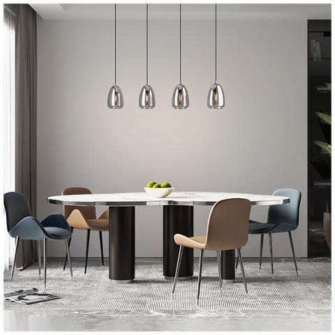Lampadario Contemporaneo Alobrase 4 Luci Metallo Cromo - Foto 2