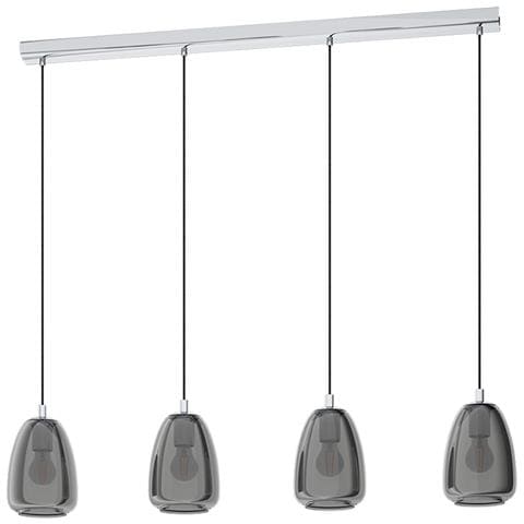 Lampadario Contemporaneo Alobrase 4 Luci Metallo Cromo - Foto 1