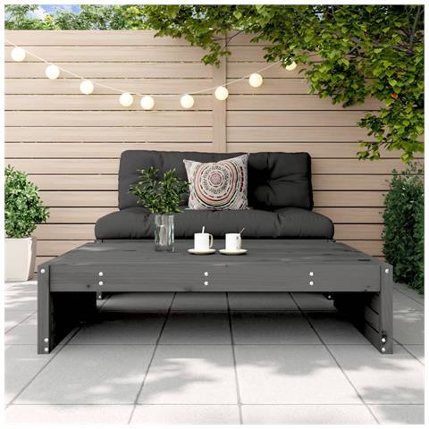 Poggiapiedi Da Giardino 120x80 Cm Legno Massello Di Pino Grigio - Foto 3