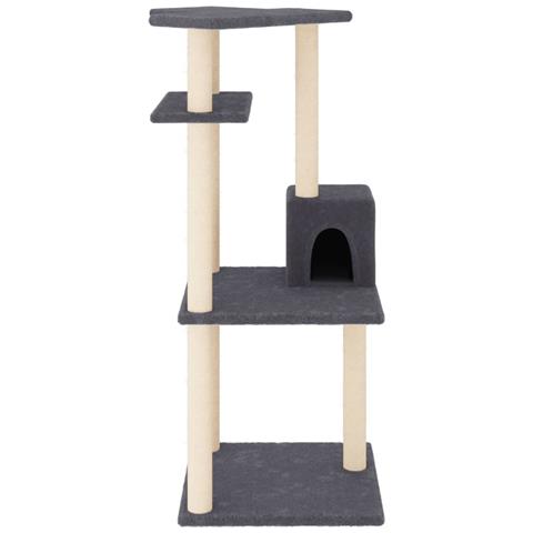 Albero Per Gatti Con Tiragraffi In Sisal Grigio Scuro 123 Cm - Foto 2