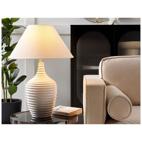 Lampada Da Tavolo Celeste Ceramica Beige - Foto 1