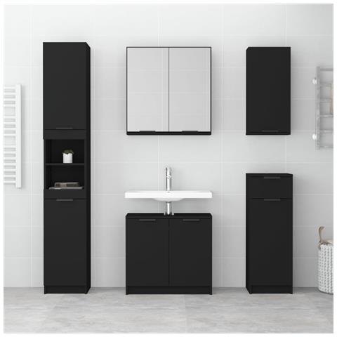Mobile da Bagno a Parete Nero 32x20x67 cm - Foto 2