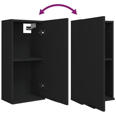 Mobile da Bagno a Parete Nero 32x20x67 cm - Foto 8
