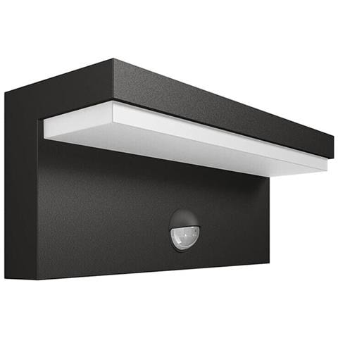 Applique Led Luce Naturale 10w Lampada Con Sensore Rileva Movimento Ir Nero Ip54 - Foto 1