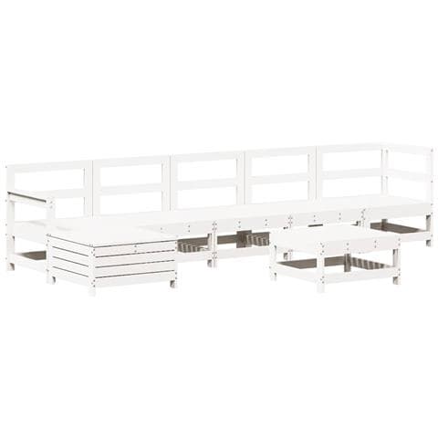 Set Salotto da Giardino 7 pz Bianco in Legno Massello di Pino - Foto 1