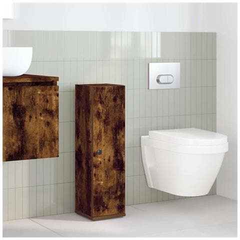 Mobile Da Bagno Con Portarotolo Rovere Fumo 20,5x22x72 Cm - Foto 3