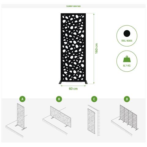 Set Di 3 Pannelli Decorativi Sunny Nero H.160cm Modello Completo - Foto 8