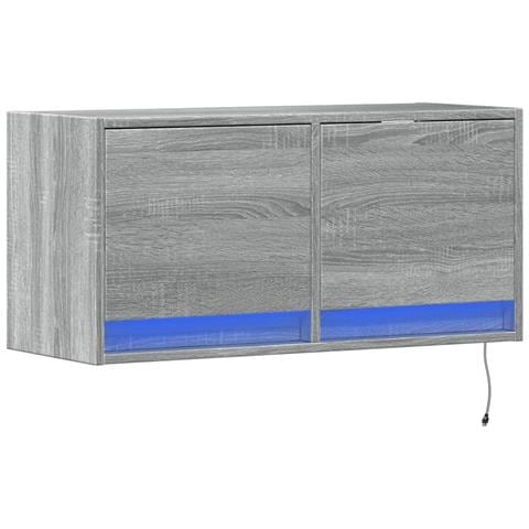 Mobile TV a Parete con Luci LED Grigio Sonoma 80x31x35 cm - Foto 10