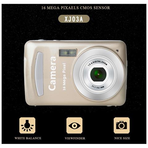 Fotocamera Digitale Compatta 1080p, 16 Mp Con Schermo Da 2,4 Pollici - 32 Gb Gold - Foto 4