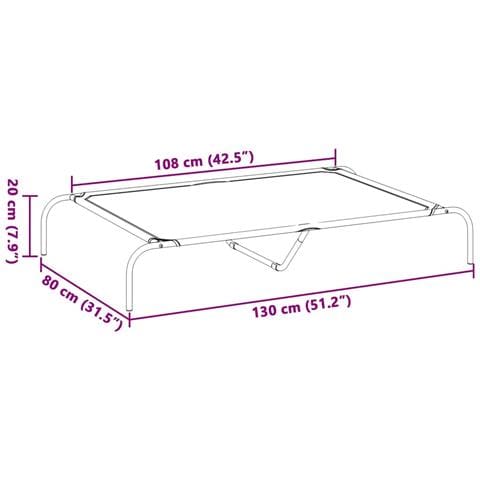 Cuccia per Cani Rialzata Nera 130x80x20 cm Textilene e Acciaio - Foto 2