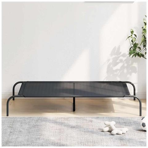 Cuccia per Cani Rialzata Nera 130x80x20 cm Textilene e Acciaio - Foto 1