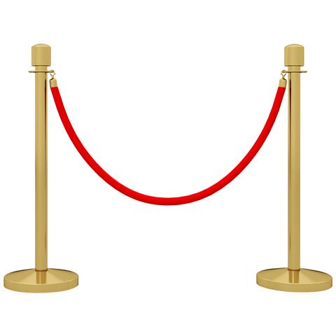 Colonnine Segnapercorso in Acciaio Inox Oro con Corda Vellutata Rossa di 1.5 m e Base Riempibile,, Ø32x96 cm - Foto 1