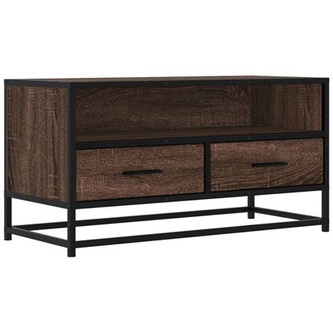 Mobile Tv Rovere Marrone 80x34,5x40cm Legno Multistrato Metallo - Foto 2