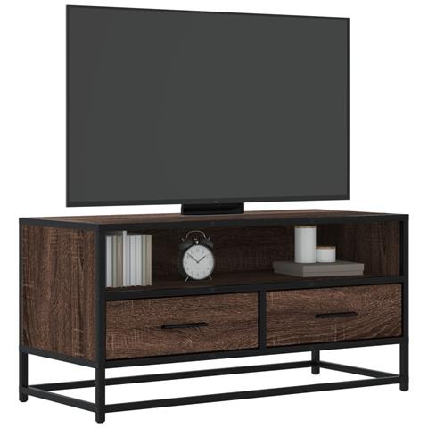 Mobile Tv Rovere Marrone 80x34,5x40cm Legno Multistrato Metallo - Foto 1