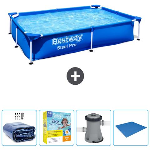 Piscina Fuori Terra - Rettangolo - 221x150x43 Cm - Blu - Include Accessori Coordinati Cb6 - Foto 1