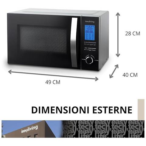 Forno a Microonde 23 Litri INN-862S, 800W con Grill, 5 Livelli di Potenza, Funzione Scongelamento, Timer 60 Minuti, Design Elegante in Acciaio, Perfetto per Riscaldare, Cuocere e Scongelare - Foto 2