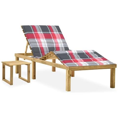 Lettino Da Giardino Con Tavolino Cuscino Legno Pino Impregnato - Foto 2