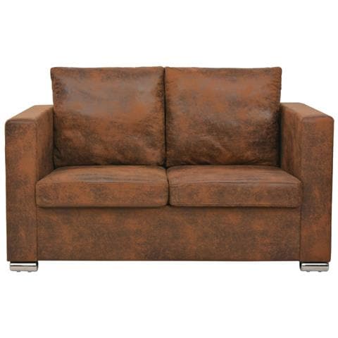 Divano A 2 Posti 137x73x82 Cm In Pelle Scamosciata Artificiale - Foto 1