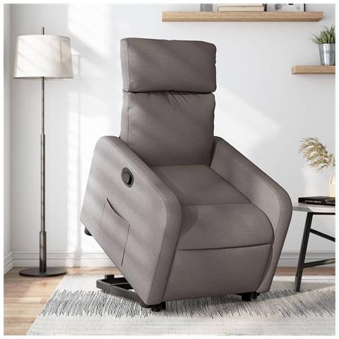 Poltrona Alzapersona Reclinabile Tortora In Tessuto - Foto 8