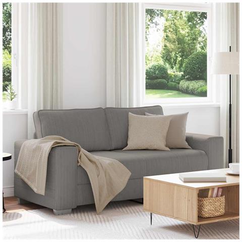 Divano Divanetto Grigio Chiaro 140cm Tessuto di Velluto a Coste - Foto 2