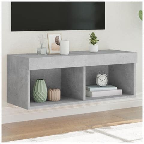 Mobile Porta TV con Luci LED Grigio Cemento 80x30x30 cm - Foto 2