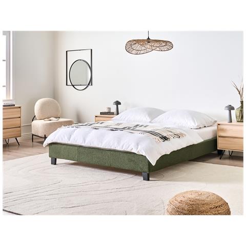Letto Senza Testata Bouclé Roanne 160 X 200 Cm Verde Scuro - Foto 1