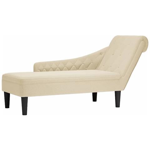 Sdraio con Cuscino e Bracciolo Destro in Tessuto Crema - Foto 1