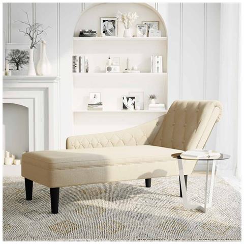 Sdraio con Cuscino e Bracciolo Destro in Tessuto Crema - Foto 2