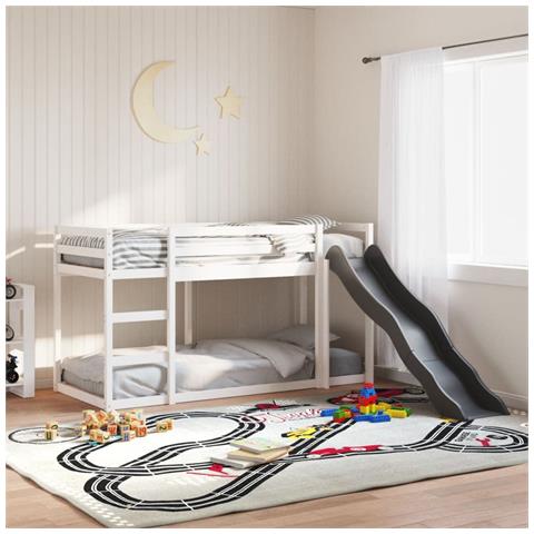 Letto a Castello Scivolo e Scala Bianco 90x190 cm Legno di Pino - Foto 2