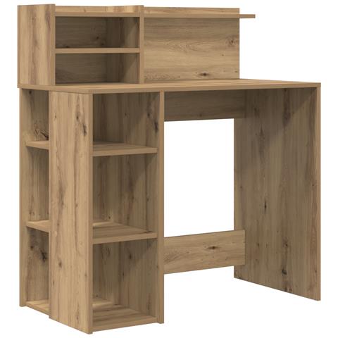 Scrivania con Archiviazione Rovere Artigianale 90x48x101.5 cm Legno Ingegnerizzato - Foto 1