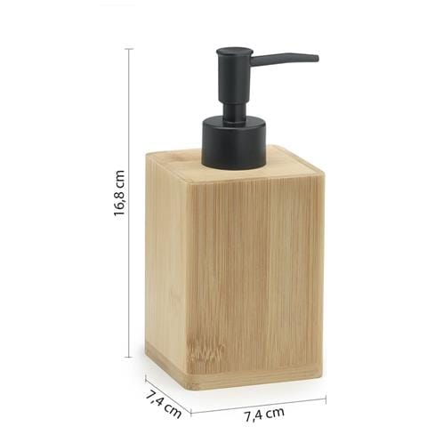 Dosasapone Con Erogatore In Plastica Nero In Bambù Bn80 Gedy Serie Bonnie Naturale - Foto 2