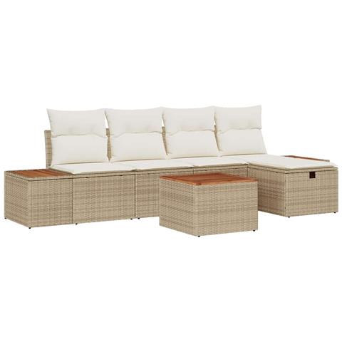 Set Divano da Giardino 6 pcs Beige 55 x 62 x 69 cm Poly Rattan - Foto 1